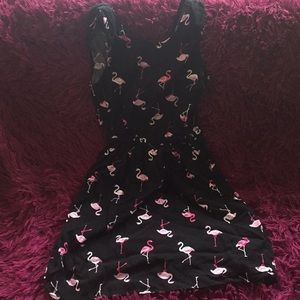 Dresses - Flamingo print dress knot back dress Dresses - Flamingo print dress knot back dress